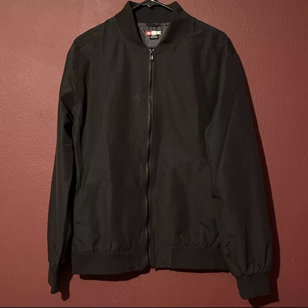 DC Shoes Mens Medium Black Long Sleeve Full Zip Bomber Coat Jacket